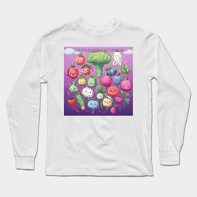 No Farmers No Food with vegetable Long Sleeve T-Shirt by MilkyBerry
